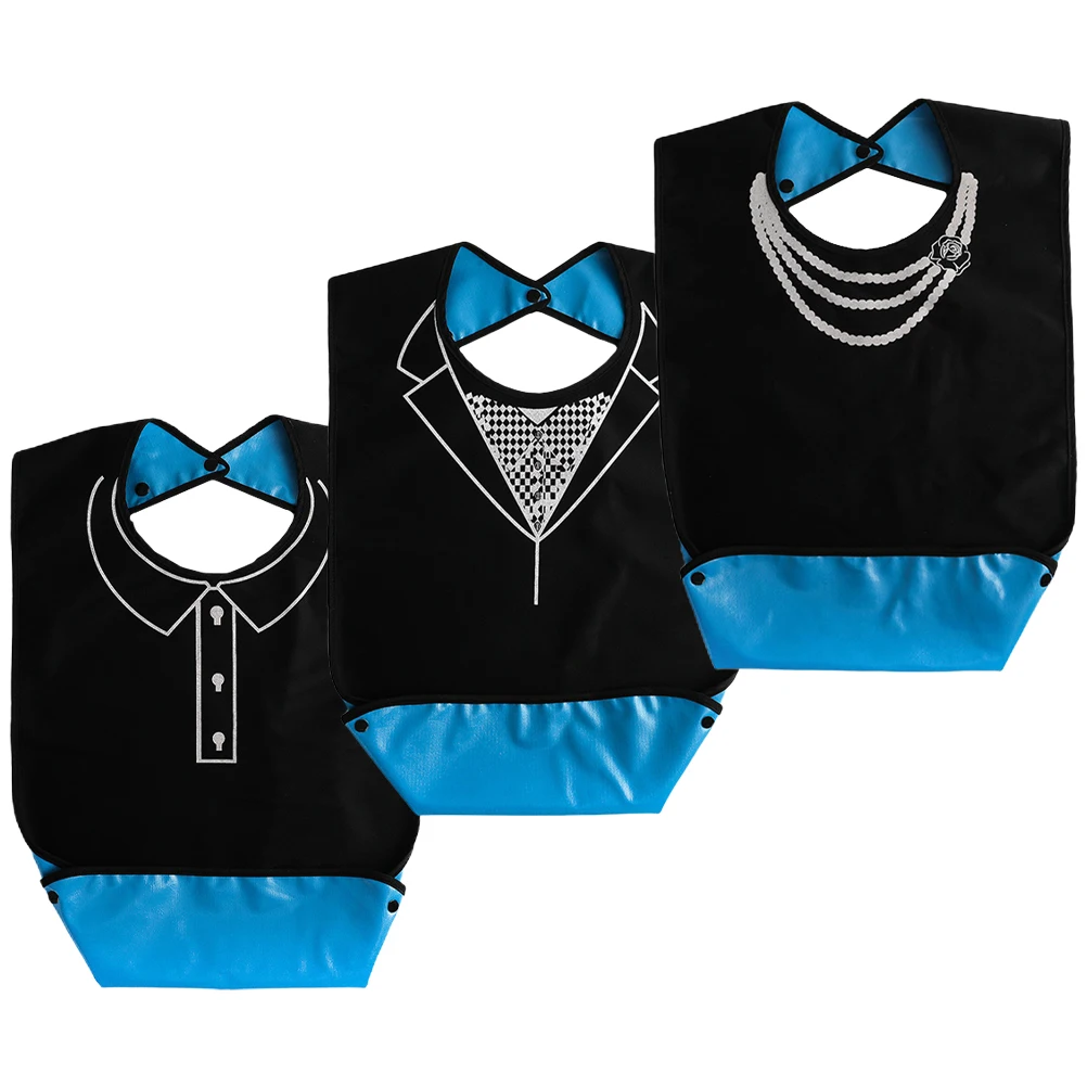 

3 Pcs Dining Bib Elderly Eating Rehabilitation Drool Bibs Clothing Protector Apron Protectors Button The Disabled