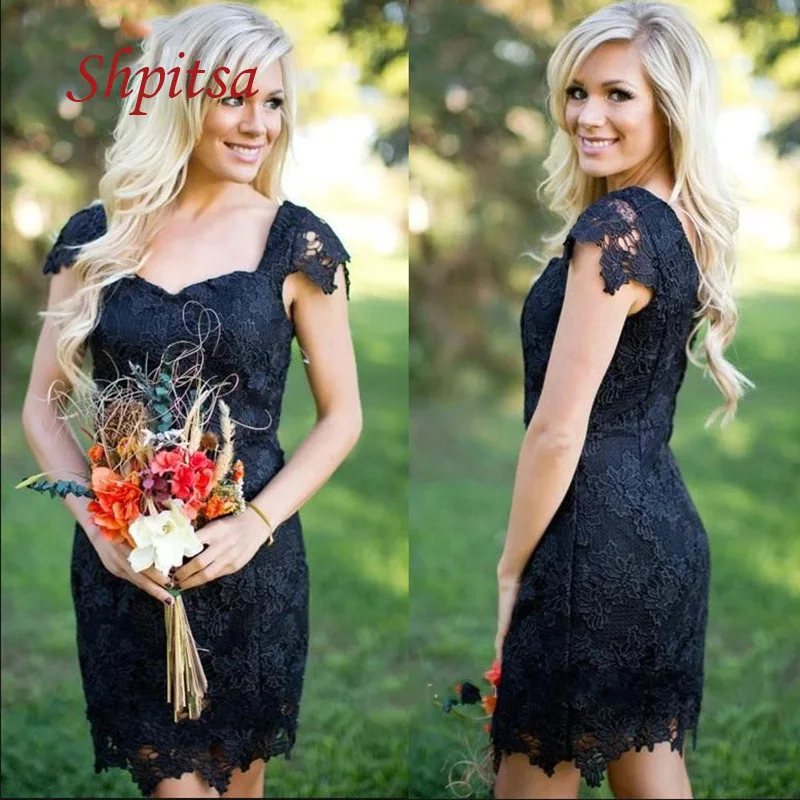 Sexy Black Short Lace Cocktail Dresses Party Plus Size Little Graduation Homecoming Prom Dress Coctail Dress