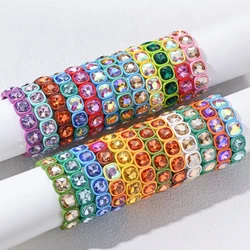 2024 New Design Winter Crystal Beads Bracelets Colorful Beads Elastic Bracelets For Women Handmade Bohemian Shiny Jewelry