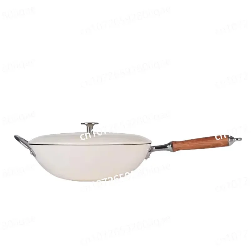 Fine iron pan Enamel wok Household multi-functional wok Special for uncoated gas stove