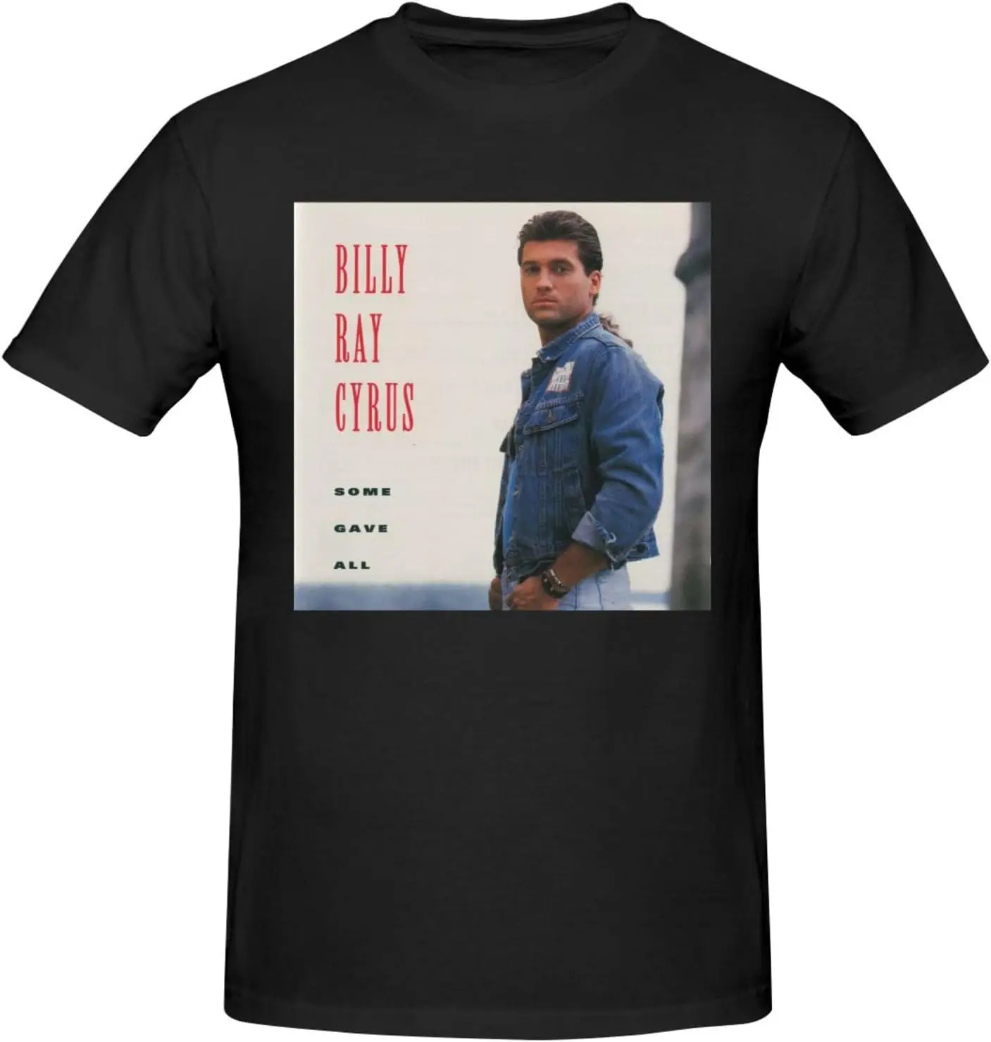 Billy Music Ray and Cyrus Men's Pure Cotton Short Sleeve T-Shirt Soft Crew Neck Plain T Shirts Casual Sport T-Shirt Black