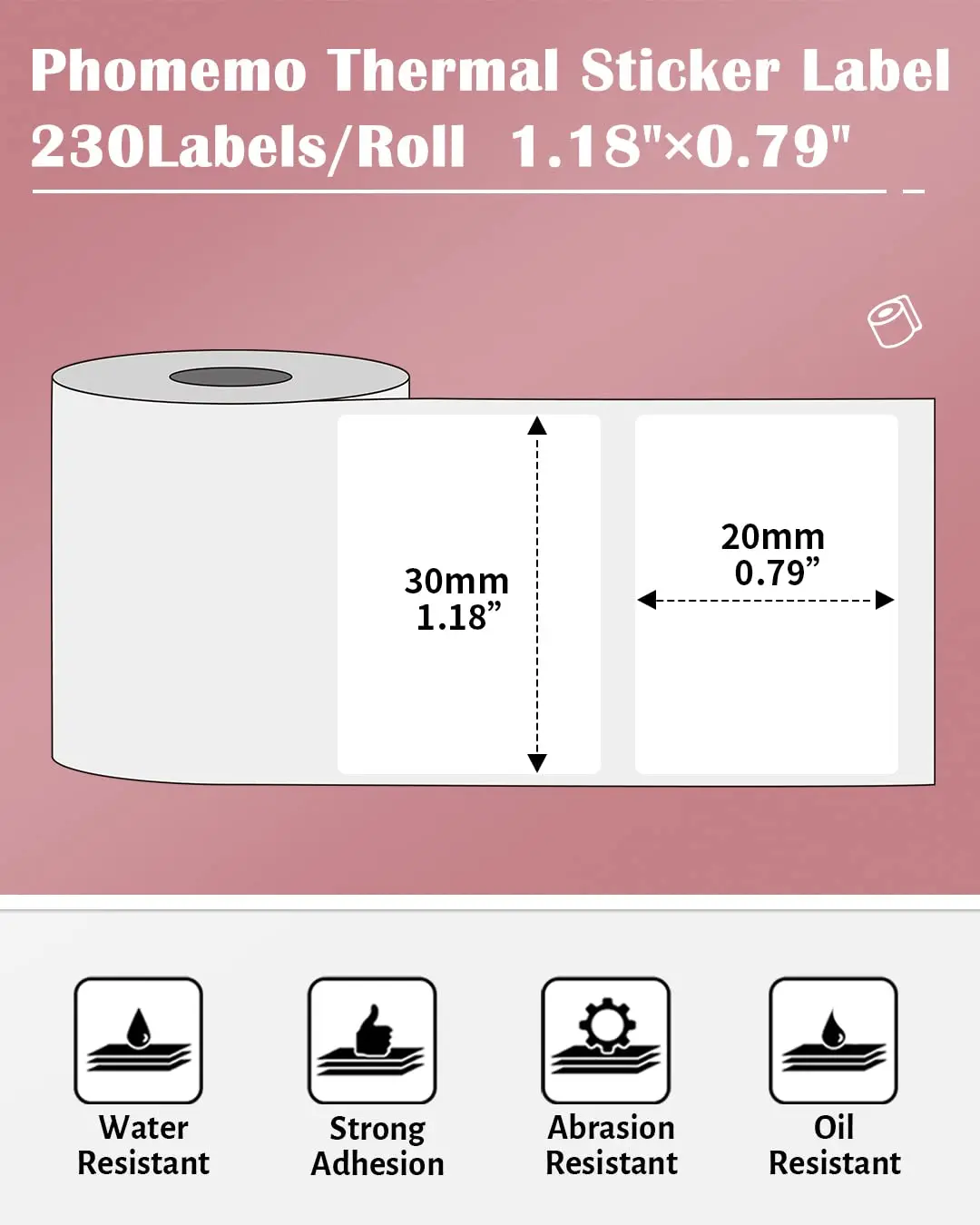 Phomemo-etiquetas autoadhesivas para impresora de etiquetas, autoadhesivas multiusos, térmicas, transparentes, 50mm x 50mm, M110/M200/M220