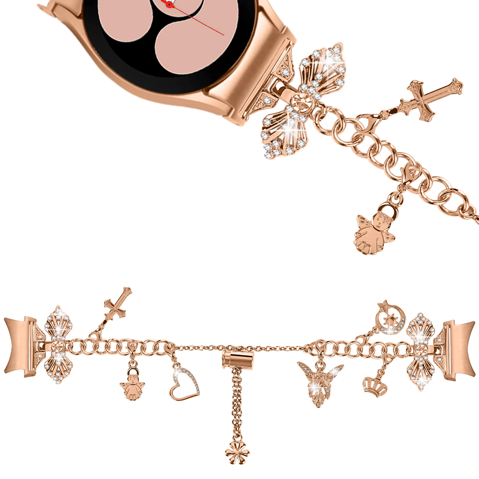 Correa de acero inoxidable para mujer para Samsung Galaxy Watch 5 4 44mm 40mm/Galaxy Watch 4 Classic 42mm 46mm /5 Pro sin espacio