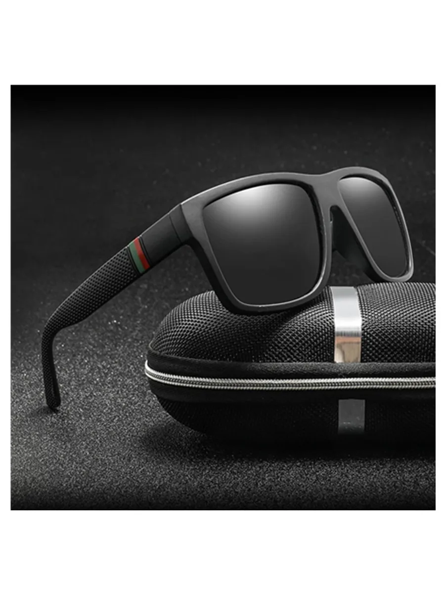 Modische Quadratische Polarisierte Sonnenbrille für Herren Vintage Kunststoff Herren-Sonnenbrille Damen Stylische Schwarze Sport-Sonnenbrille UV400