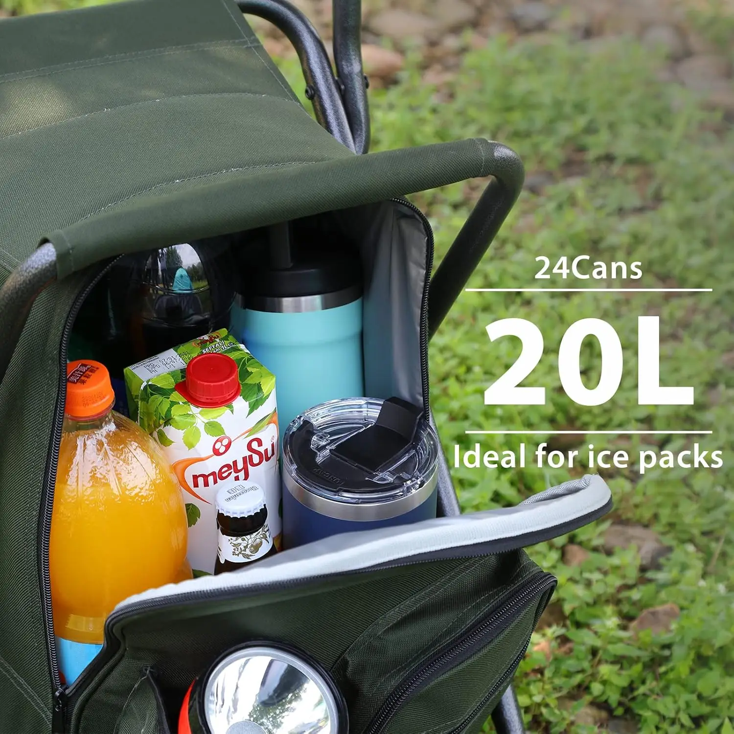 Mochila Silla más fresca con respaldo, taburete plegable para acampar para senderismo, caza, viajes: soporta 225 libras