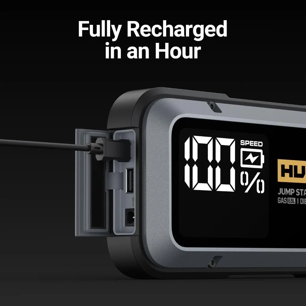 Alpha85、スペースグレー、2000A 74Wh スマートジャンプスターター、12V ポータブルカーバッテリーブースター、3.3 インチディスプレイ付き、USB-C パワーパック