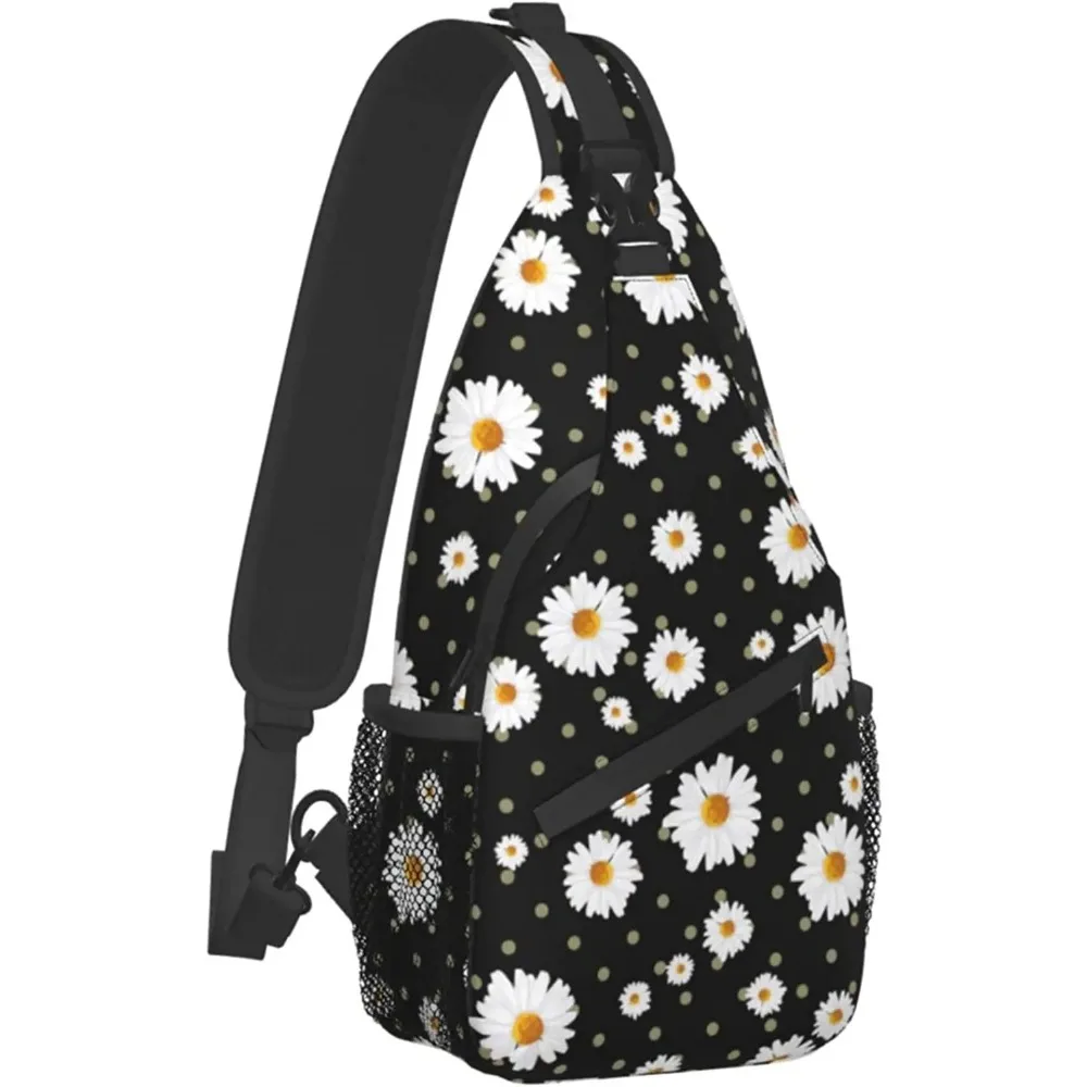 Daisy Flower Sling Backpack Unisex Chest Bags Crossbody Travel Hiking Daypack for Unisex Shoulder Bag for Sport Climbing Running