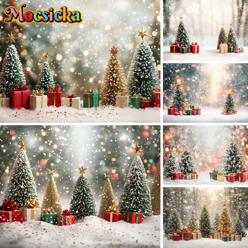 

Merry Christmas Photography Backdrop Christmas Eve Decoration Winter Xmas Tree Gift Family Party Kids Portrait Photo Backgrounds