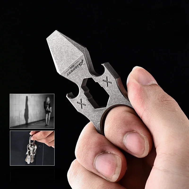 Multifunctional Titanium Alloy Outdoor Hexagonal Wrench Bottle Opener Emergency Self-defense Finger Tiger EDC Small Tool