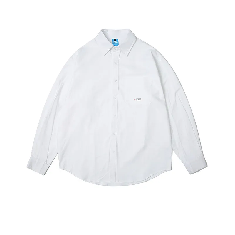 

Japanese mat y Long Sve Casual irt Loose Fit Color Men's And Women's Workwear Sle with ket