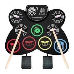 9 Pads Electric Drum Set, Practice Drum Machine with Headphone Built-in Speaker Drum Pedals Drum Sticks Drum DropShipping