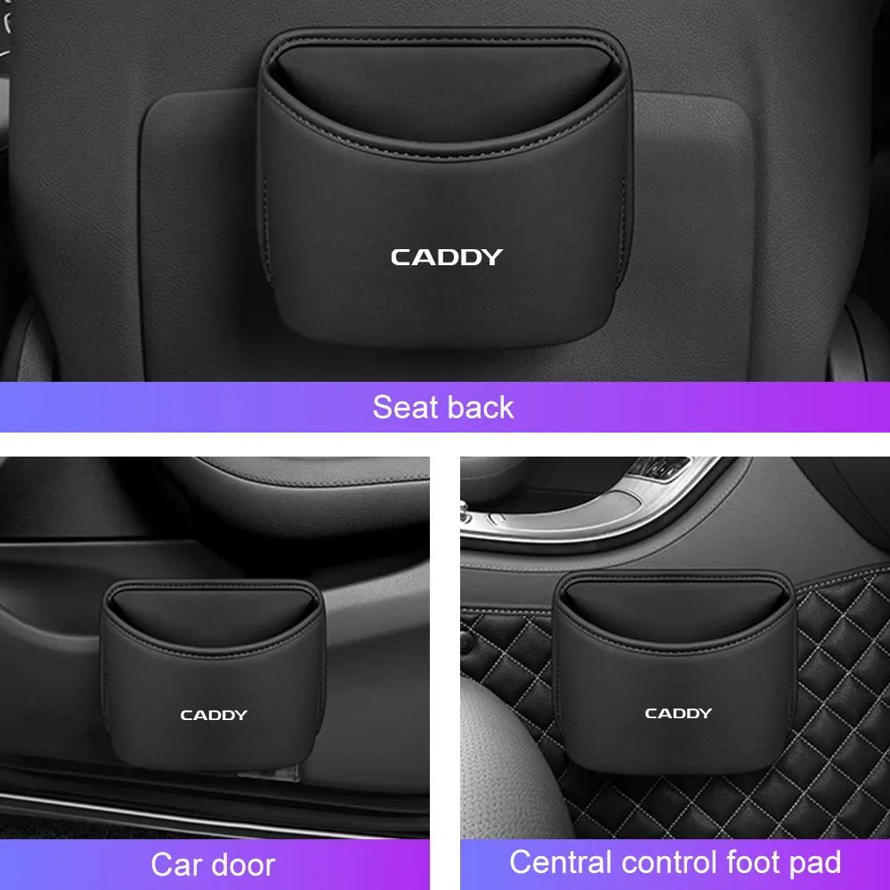 Leather Multifunction Car Seat Back Organizer Box Caddy New R Letter Emblem Auto Door Side Storage Box Cup Holder Accessories