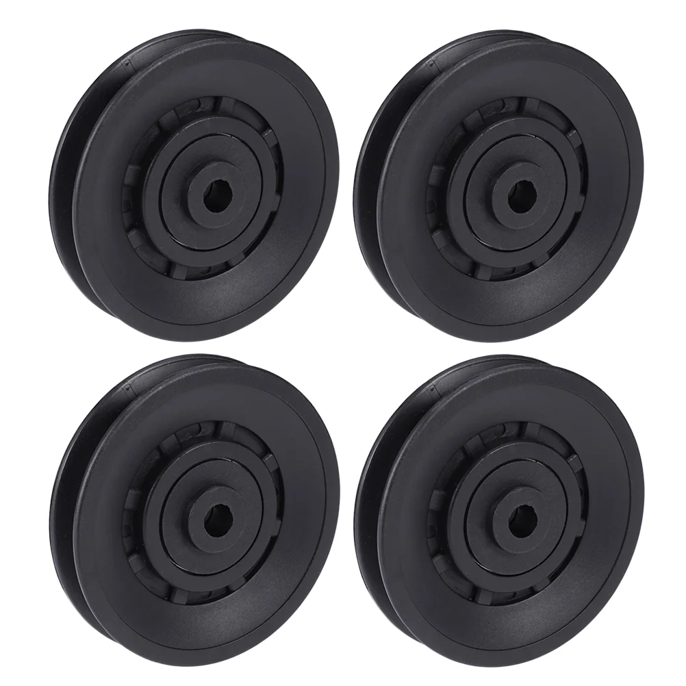 Universal Bearing Pulley Wheel Abration Pulley Bearing 90mm Wearproof Gym Parts Replacement for Fitness Accessories 4pcs Black