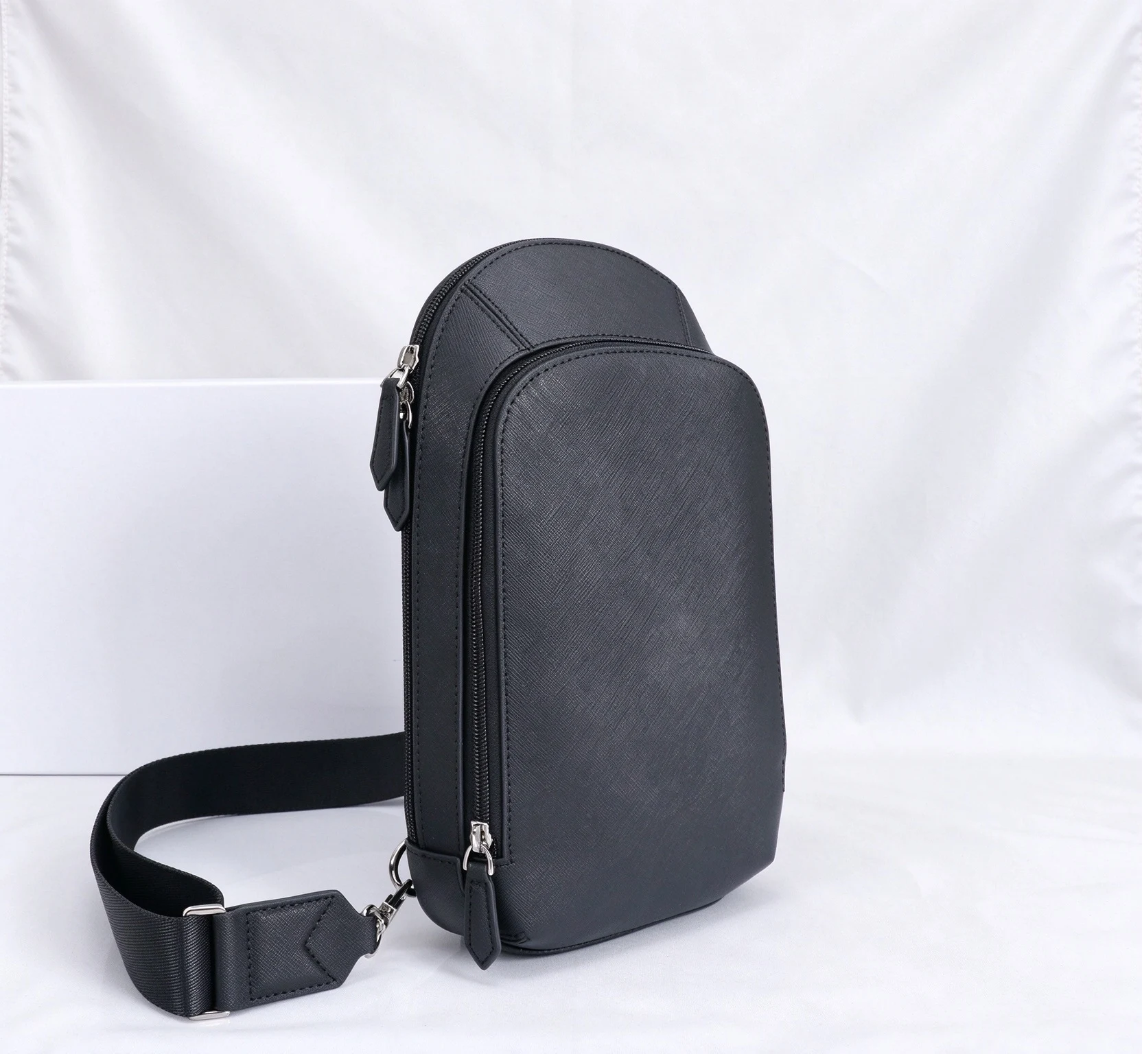 Men Casual Chest Crossbody Bag, Textured Embossed Surface, Quick Release Buckle, Adjustable Wide Strap Daily Sling Bag