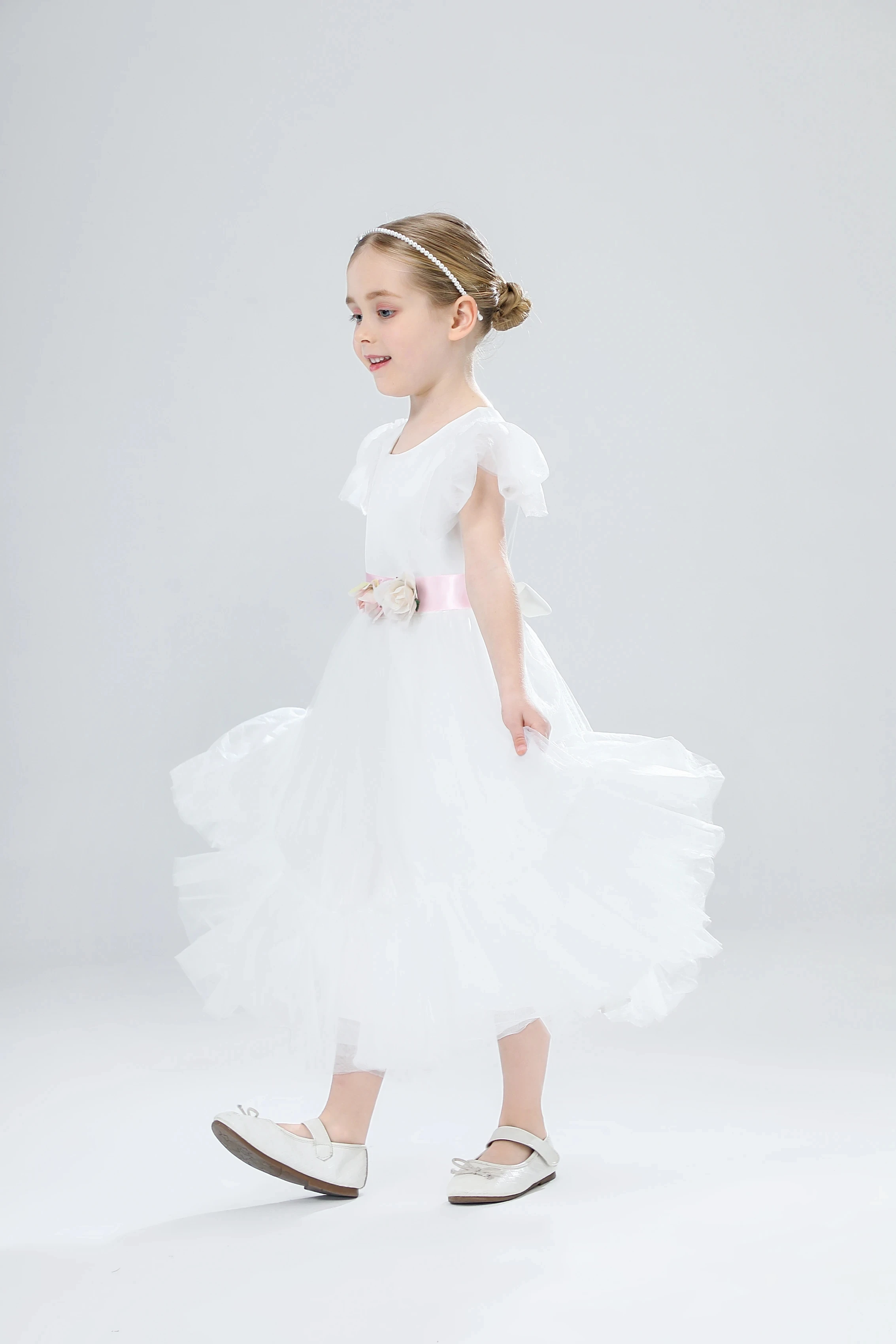 Vestidos de dama de honra longos brancos para meninas, Vestido de casamento infantil, Adolescentes, Vestido formal de primeira comunhão