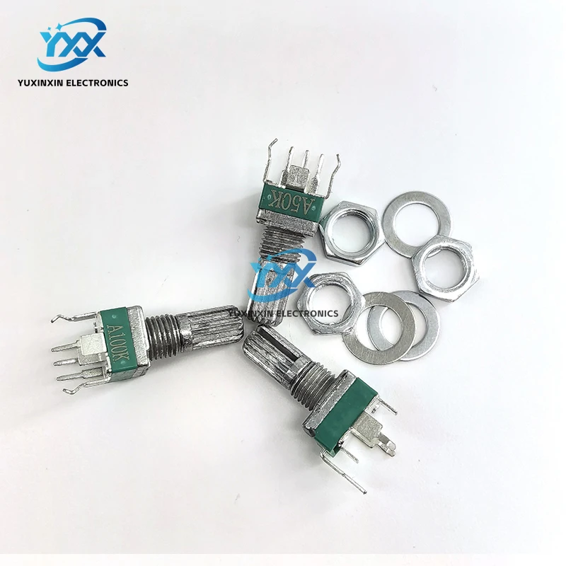 2PCS R097 RK097 전위차계 수직 단일 링크 브래킷 15mm 기어 없음, 3핀 A100K A10K A50K/B10K 2K 5K 50K 100K 250K 500K 1M