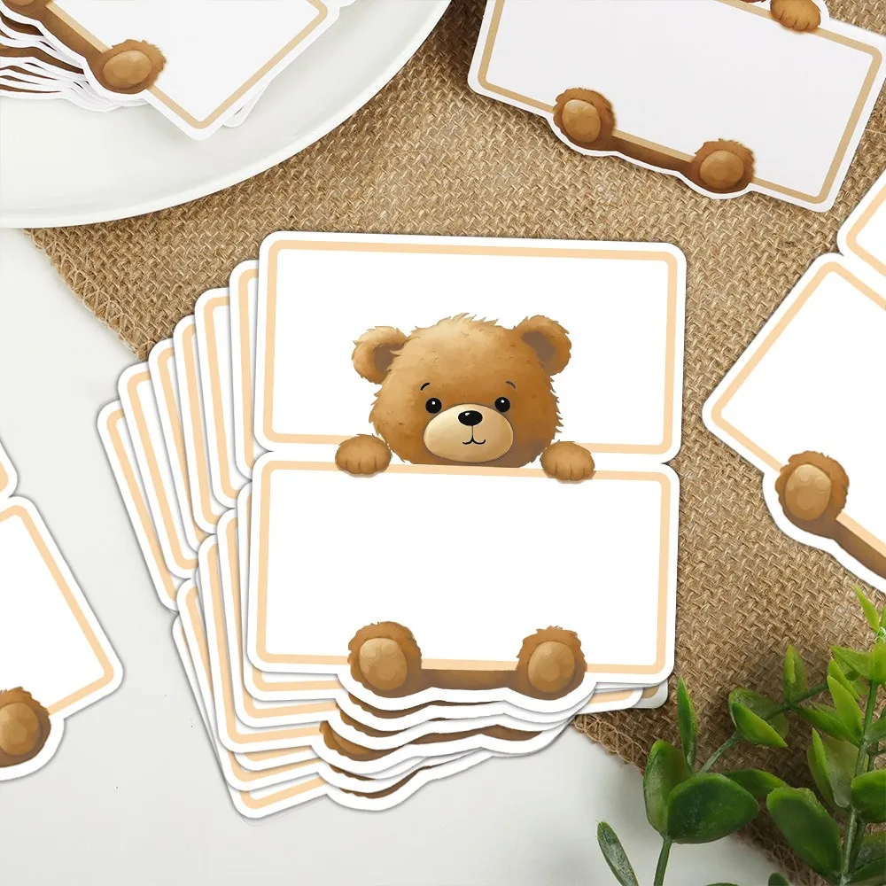 10/25/50 قطعة رقم جلوس الزفاف بطاقة الطاولة الكرتون الدب نمط الاطفال حفلة عيد ميلاد تسجيل في زميل الدراسة عشاء اسم مكان بطاقة