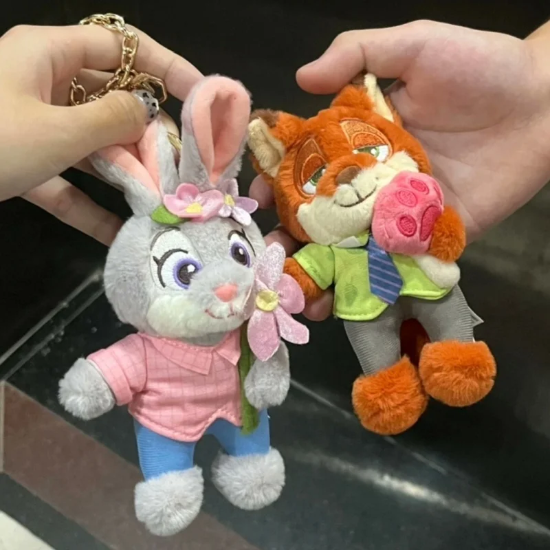 Potdemiel Disney Zootopia Judy & Nick Clawhauser Plüsch-Schlüsselanhänger – weiches Stofftier, süßes Sammlergeschenk für Kinder und Fans