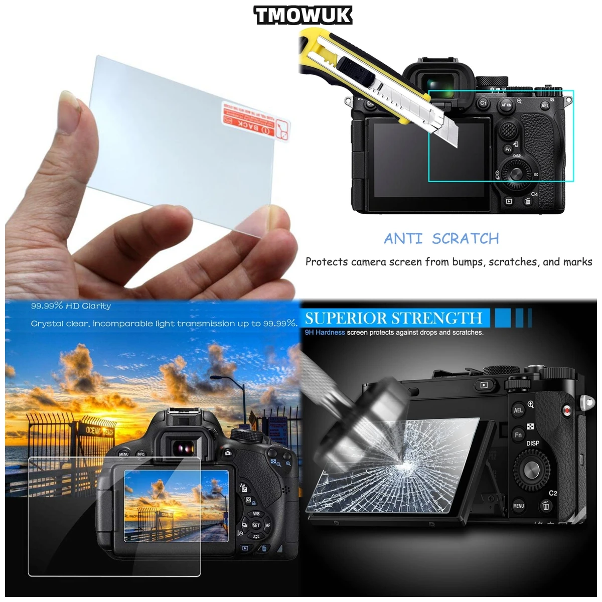 

For A7RII A7RIII A7R4 A7R4A A7SMII A7RMII A7MII A7MIII Tempered Glass Screen Protector Film 9H Hardness HD Clear Full Coverage