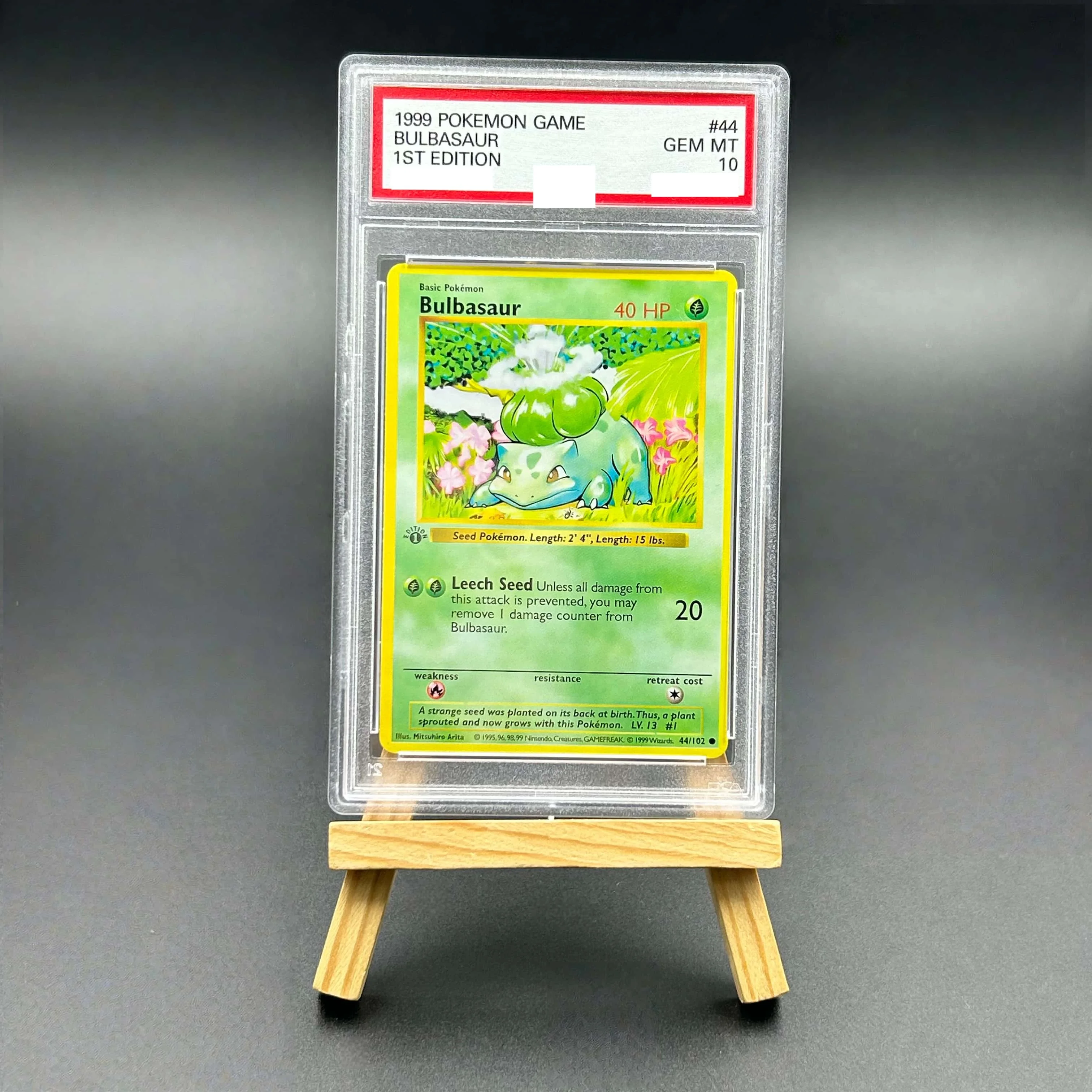 

1999 Pokemon Base Set Bulbasaur Non Holo Textured Card - 1st Edition Gem Mint 10 Collectible TCG