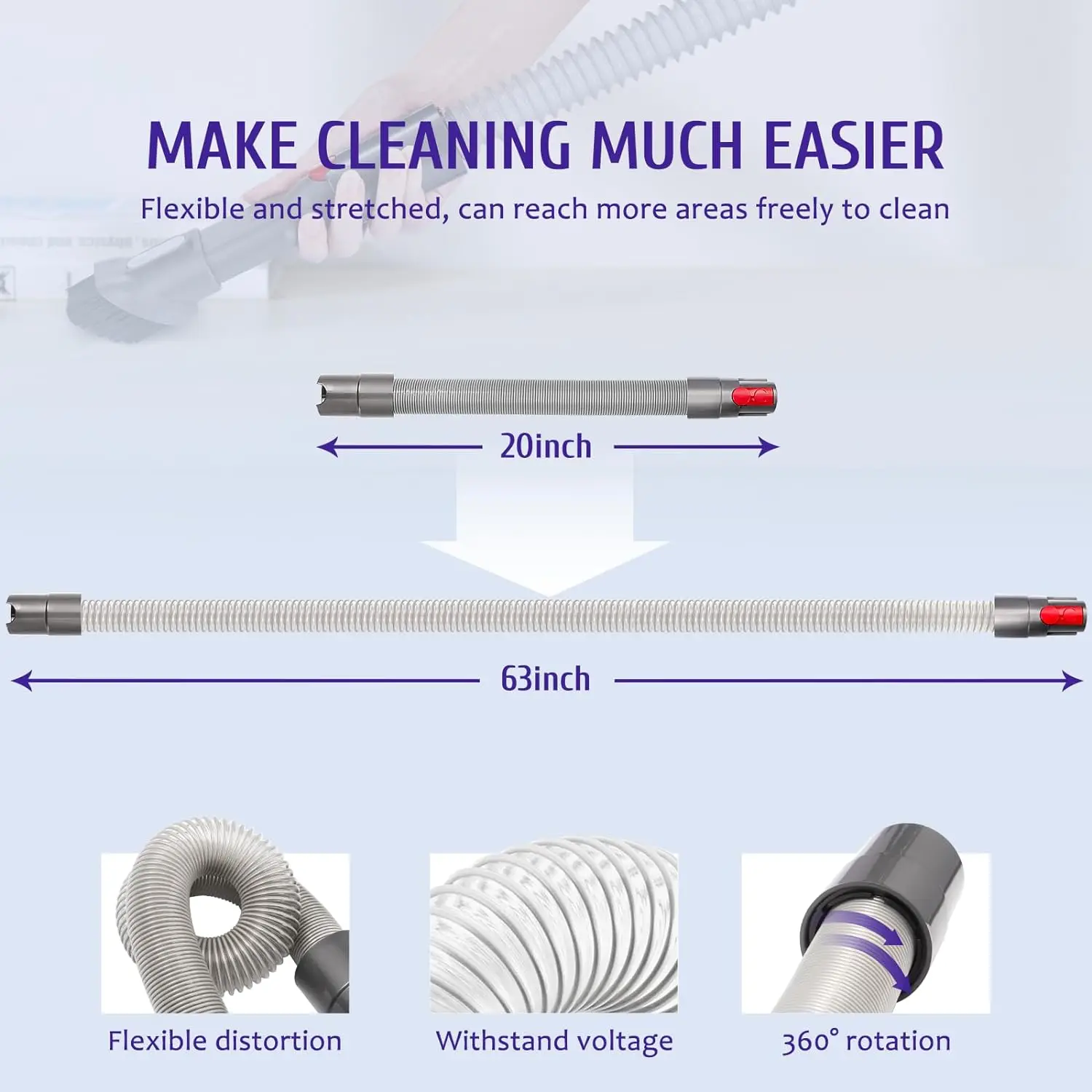 Flexible Extension Hose for Dyson GEN 5 G5 V7 V8 V10 V11 V12 V15 Detect Torque Drive \\Cordless Vacuum Cleaner Accessories