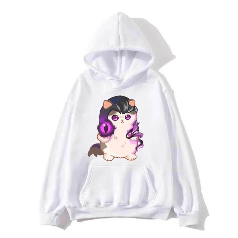 VALORANT Anime Game Hooded Sweatshirts Fashion Cartoon Print Hoodies Long Sleeve Fleece Tops Cat Print Streetwear Hoodie