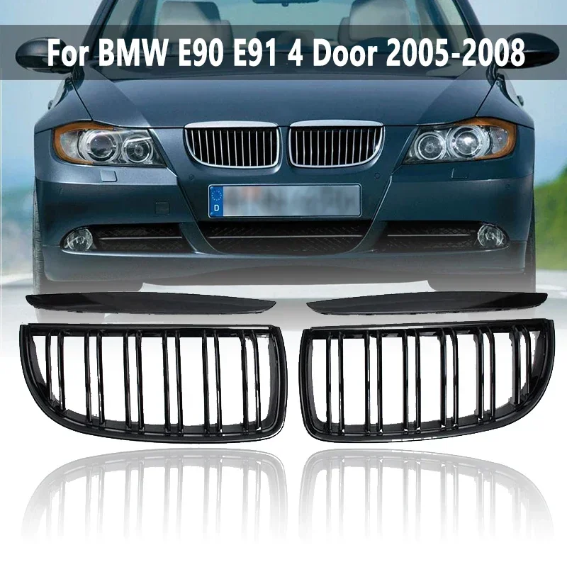 

Double Line Kidney Front Grilles with 2 Slat Fit for BMW E90 E91 2005 2006 2007 2008 4 Door Sedan Grills Gloss/Matte