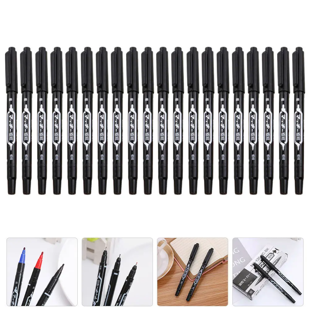 20Pcs Paint Markers Oil-Base Double-Ended Markers Fast Dry Water Resistant Perfect for Art Students Adults Office Supplies