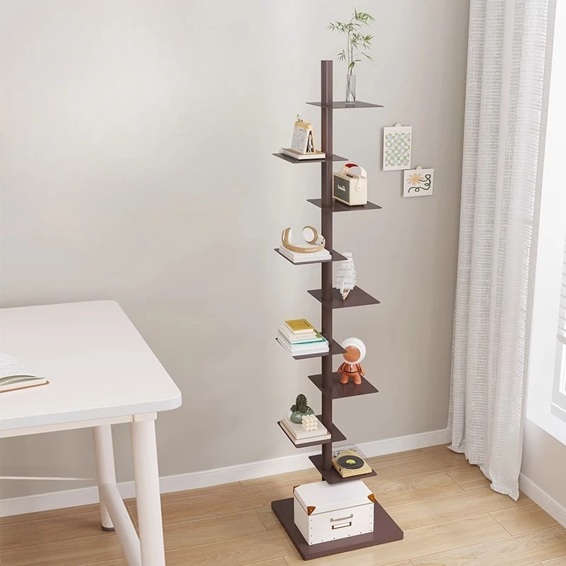 Industrial Metal Corner Shelving Unit Space Saving Slim Profile Storage Rack for Living Room/Office Bookshelf Display Organizer