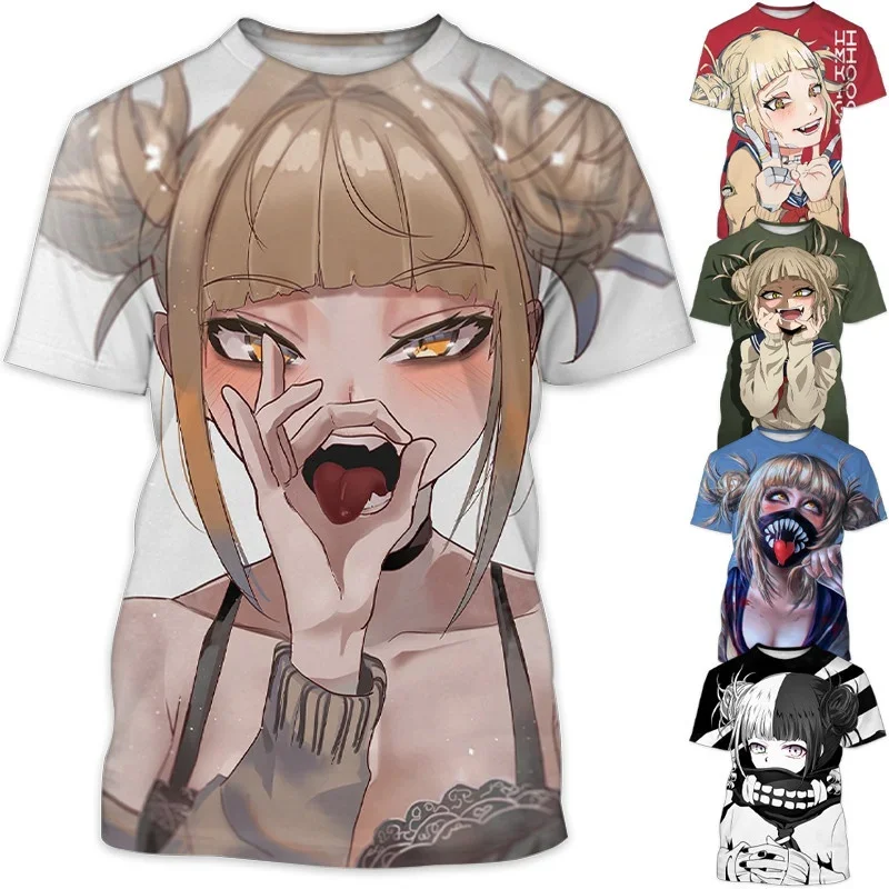 

2024 Summer Toga Himiko 3D Printing T-shirt Fashion Men's Casual Round Neck Top My Hero Academia Cute Funny Short Sleeve