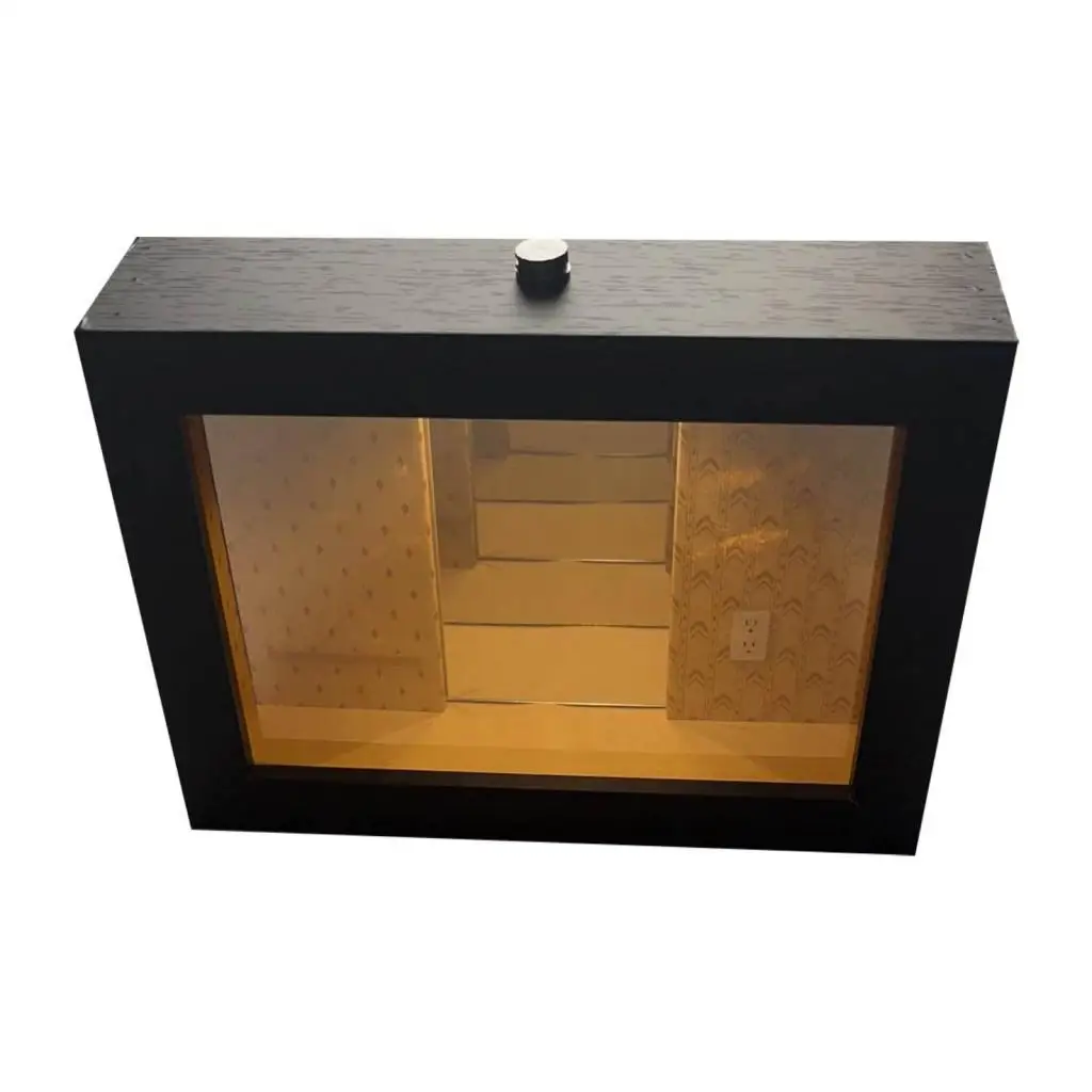 Spruce Wood Display Frame with Transparent Glass and Infinite Mirror Design for Tabletop Shelf and Mantel Art