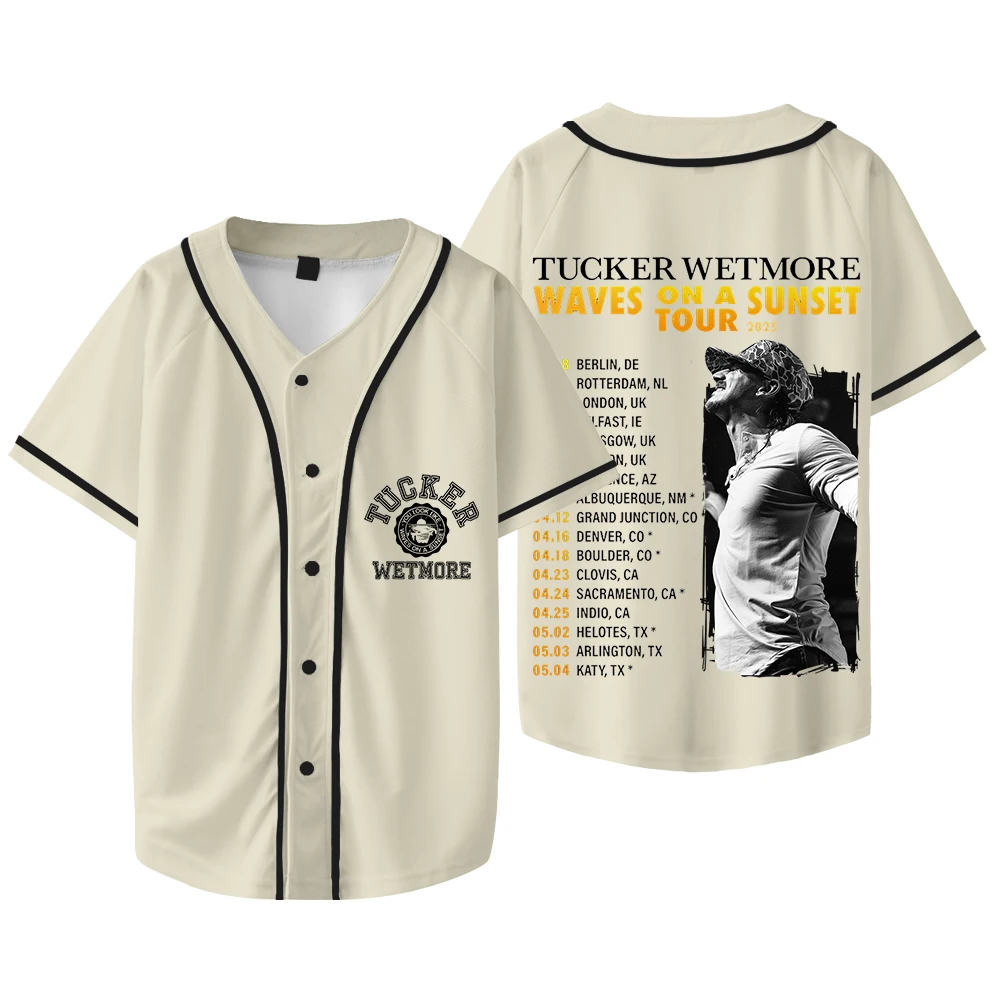 Tucker Wetmore Waves On A Sunset Tour Merch Baseball Jacket Tee Cosplay Women Men Fashion Short Sleeve T-Shirts