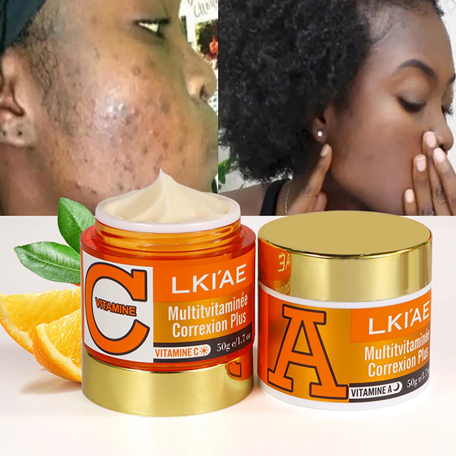 LKIAE Vitamins C, Vitamins A Whitening Face Cream, Reduce Dark Spots, Clean Skin, Day and Night Facial Cream For All Skin Types