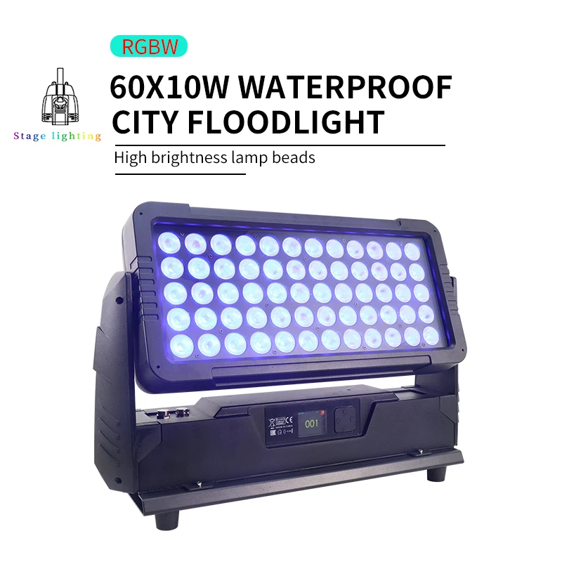 60x10W 4in1 RGBW LED DMX Wall Wash lights IP65 outdoor LED city color light Stage Performance DJ Party Light