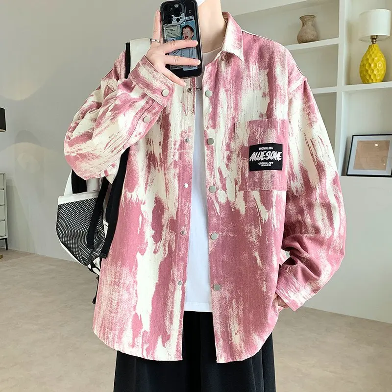 2026 New mens Spring All-Match Lapel Shirt Men'S Large Size Loose Casual Shirts man Long-Sleeved Jacket M-3xl