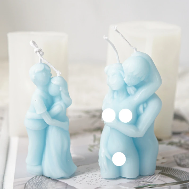 Embrace Boy and Girl Silicone Candle Mold DIY Human Body Soap Resin Plaster Mould Ice Chocolate Making Set Home Decor Lover Gift