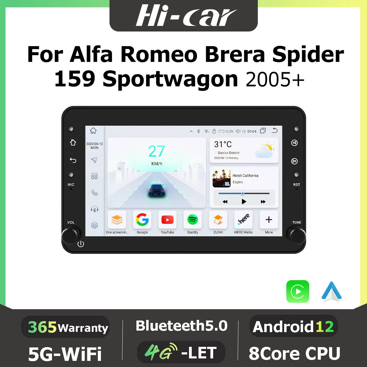 Para Alfa Romeo Brera Spider 159 Sportwagon 2005+ 2DIN reproductor de Radio Multimedia para coche de 7 pulgadas con USB y sistema de vehículo Bluetooth