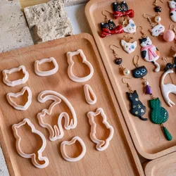 Cartoon Cat Shaped Polymer Clay Cutters Cute Kitten Eaglet Earring Dangle Clay Cutting Die for DIY Jewelry Pendant Making Tools