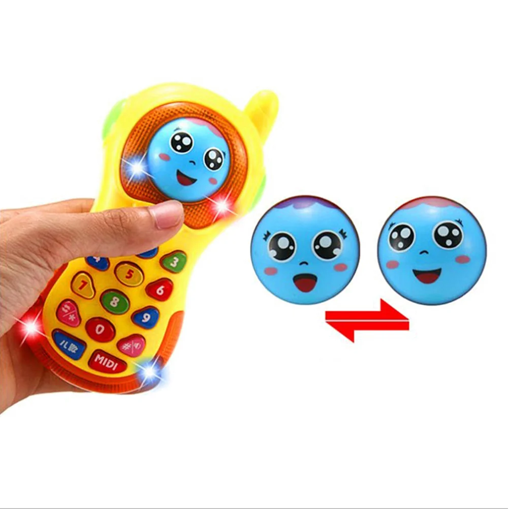 Multifuncional Changing Face Celular, Música brinquedos móveis, Cartoon Musical Kids Toddler, Smartphones Toy, 3 D