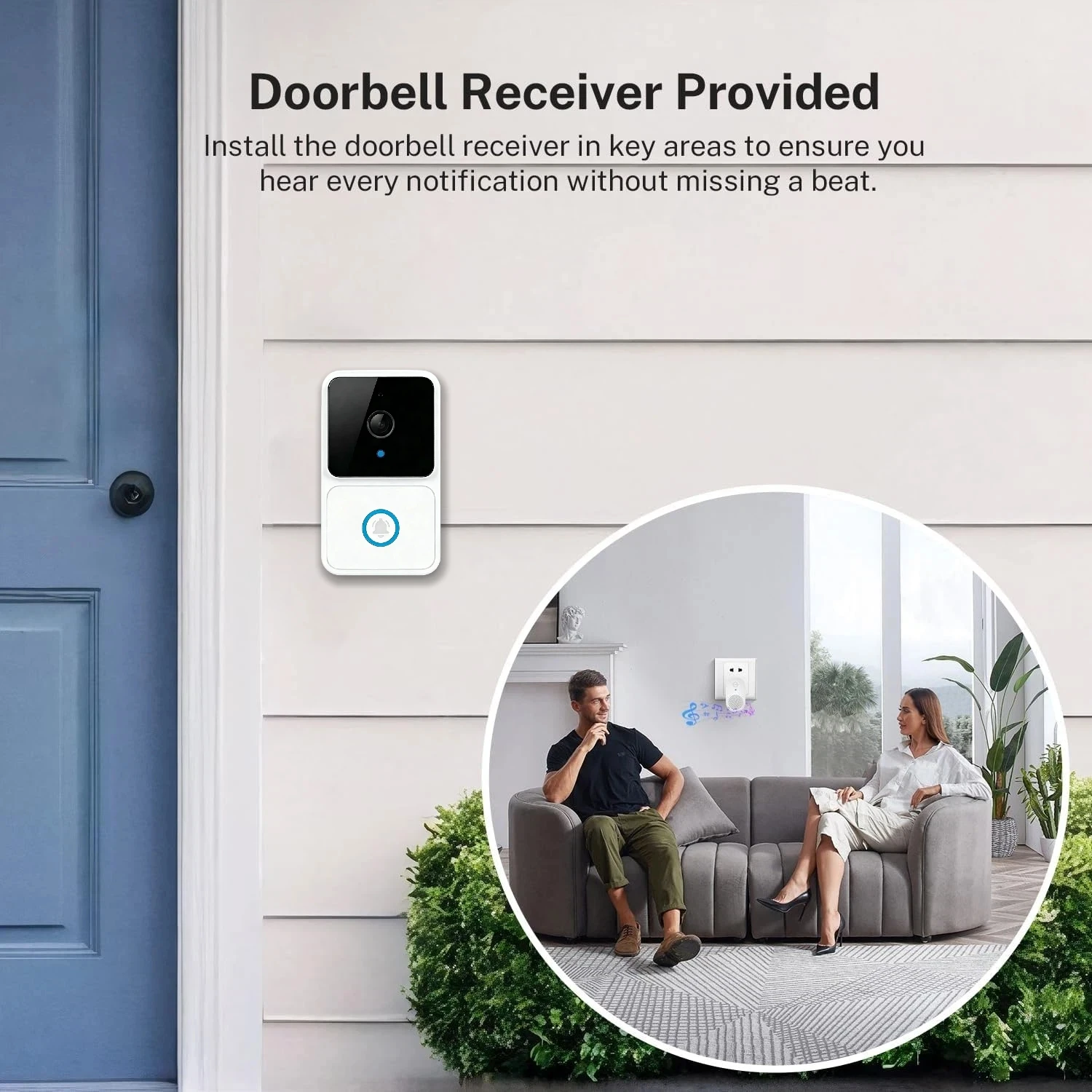 Wireless Doorbell Intelligent Custom Melodies US/EU Plug Optional 300M Long-Distance Welcome Door Bell Safe for Home view 5