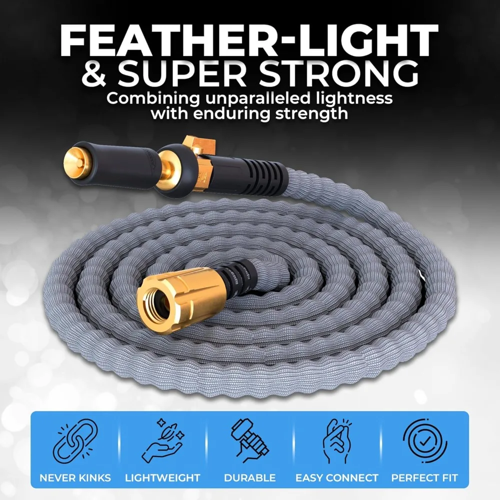 TITAN Garden Hose 100FT | NON-EXPANDING Durable, Flexible, Ultra Lightweight, Extra Strength Fabric Hybrid Water Hose