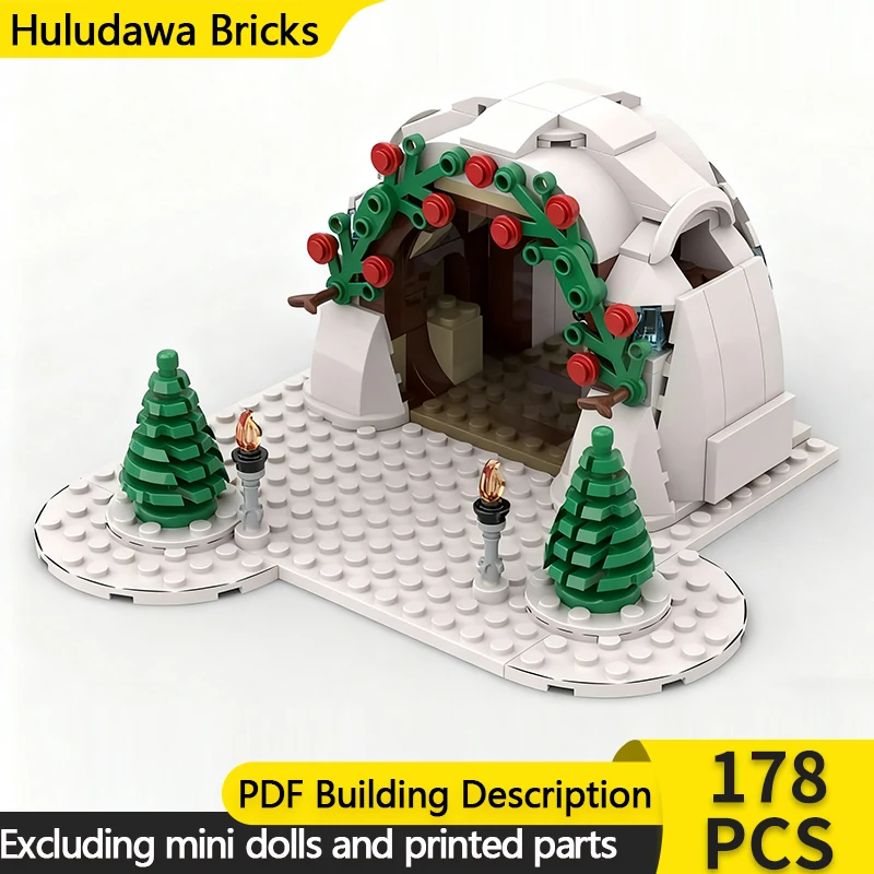 Modelo de películas de estrellas, ladrillos de construcción MOC, casa de hielo navideña, tecnología Modular, regalos de vacaciones para niños, juguetes para montar, traje