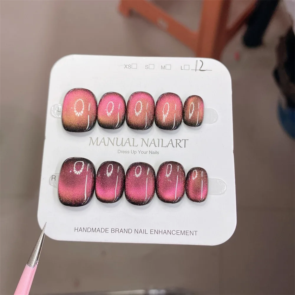 

10 шт. Наклейки для ногтей ручной работы с гель-лаком, готовый продукт, премиум-класс, эффект мерцающих кристаллов, кошачий глаз, съемные