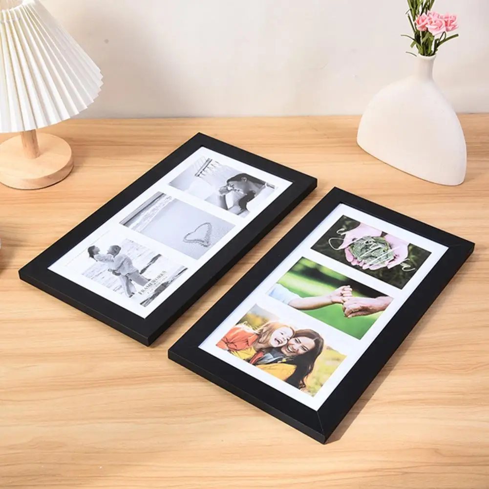 

Photo Frame with 3 Openings Mat Wall Hanging Photo Frame Rustic Wooden Photo Frame with 3 Openings for Home Office Decor Wall