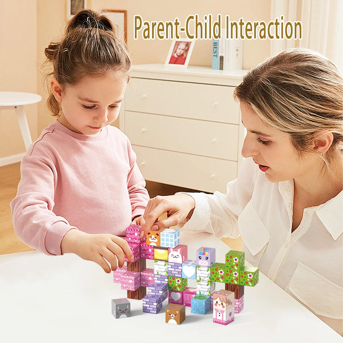 Juego de bloques de construcción magnéticos DIY para niños: juguetes educativos de aprendizaje STEM, regalo de cumpleaños para niños con caja de hojalata portátil