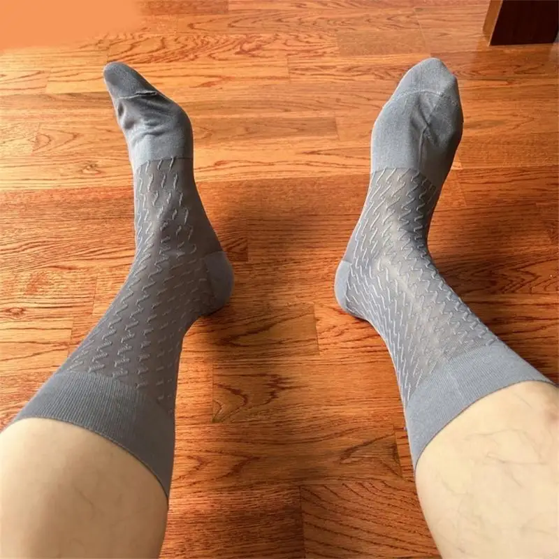 Y88A calcetines negocios Nylon Nylon para hombres con patrón a rayas para ocasiones formales