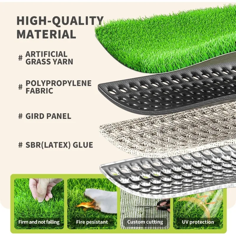 Artificial Grass Rug Indoor Outdoor, Realistic Synthetic Grass with Drainage Holes, Artificial Grass Turf