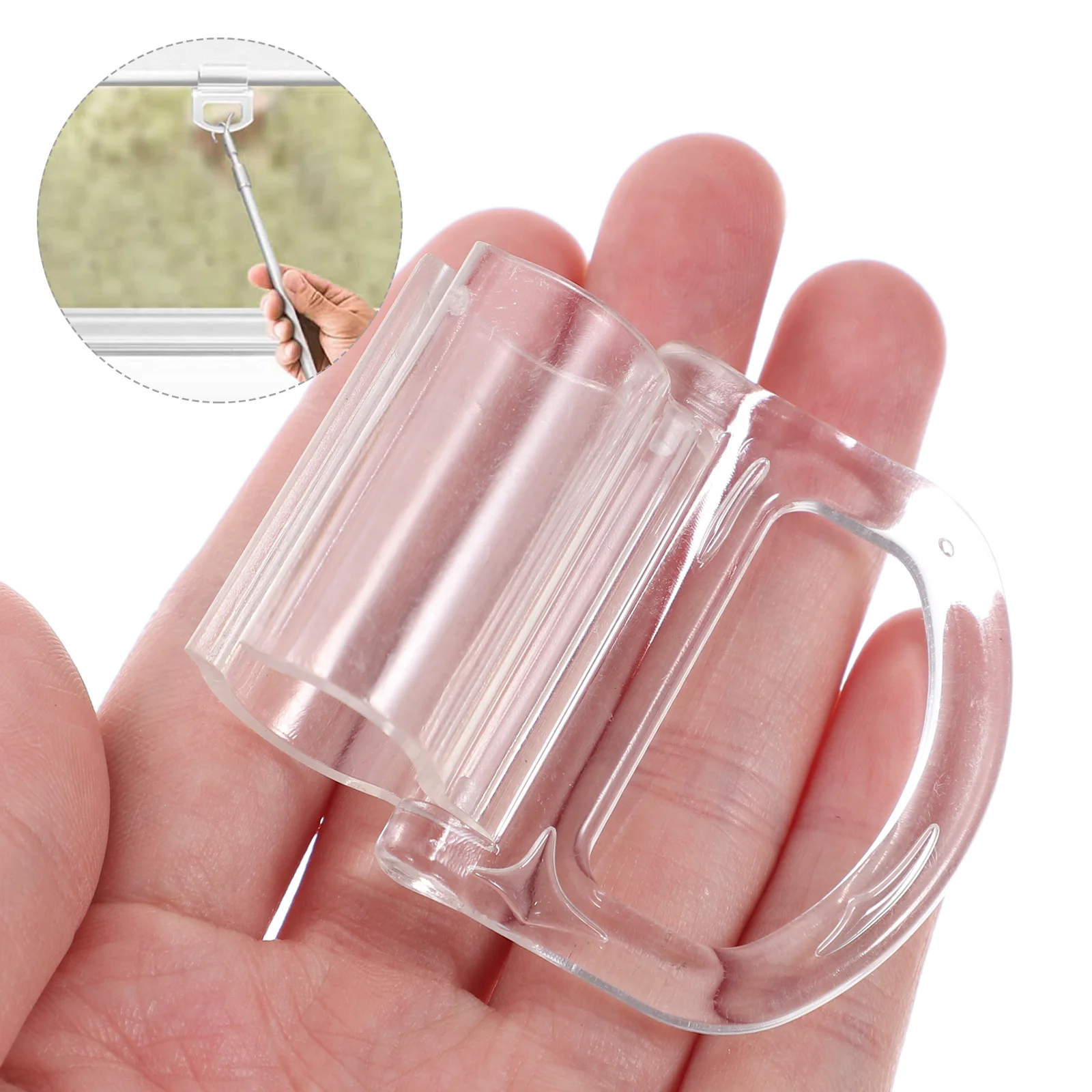 มือจับม่านม้วนพลาสติกใส 10 ชิ้น สำหรับม่านหน้าต่าง ใช้ได้กับราวขนาด 15 มม. ม่านไร้สายแบบดึงลง