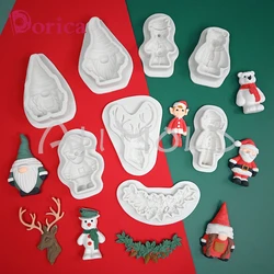 3D Santa/Elk/Bear/Holly Leaves Shaped Silicone Mold Chocolate Fondant Mold DIY Resin Clay Mould Christmas Cake Decorating Tools