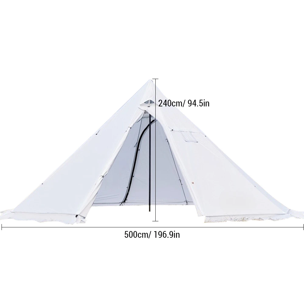 5-8 People Tipi Hot Tent with Stove Jack Camping Pyramid Teepee Tent for Outdoor Camping Backpacking Hiking